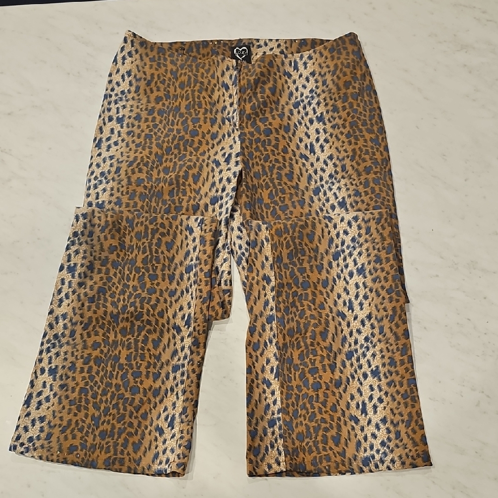 XOXO Animal Print Wide-Leg Trousers